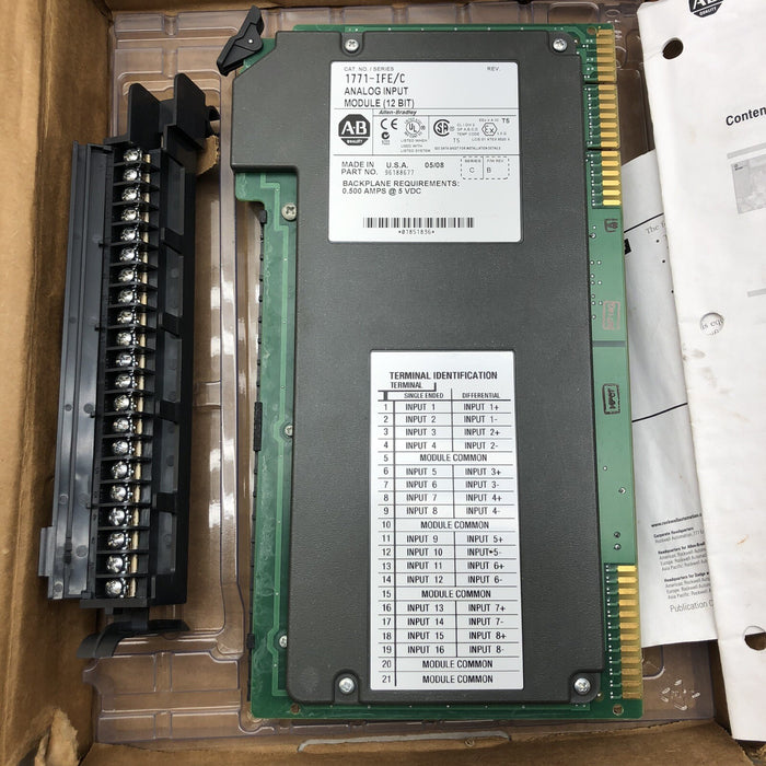 Módulo de entrada analógica PLC-5 1771-IFE C Nuevo en caja Allen Bradley 1771-lFE/C 2008