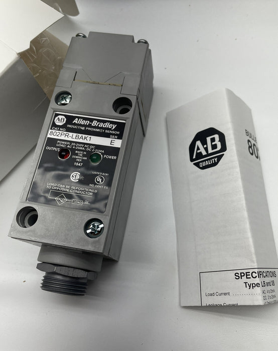 NUEVO 802PR-LBAK1 /E ALLEN BRADLEY Interruptor de proximidad Mini QD CA/CC DETECCIÓN SUPERIOR