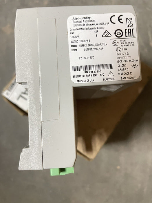 NUEVO ADAPTADOR DE REPETIDOR ALLEN BRADLEY CONTROLNET 1786RPA SER B