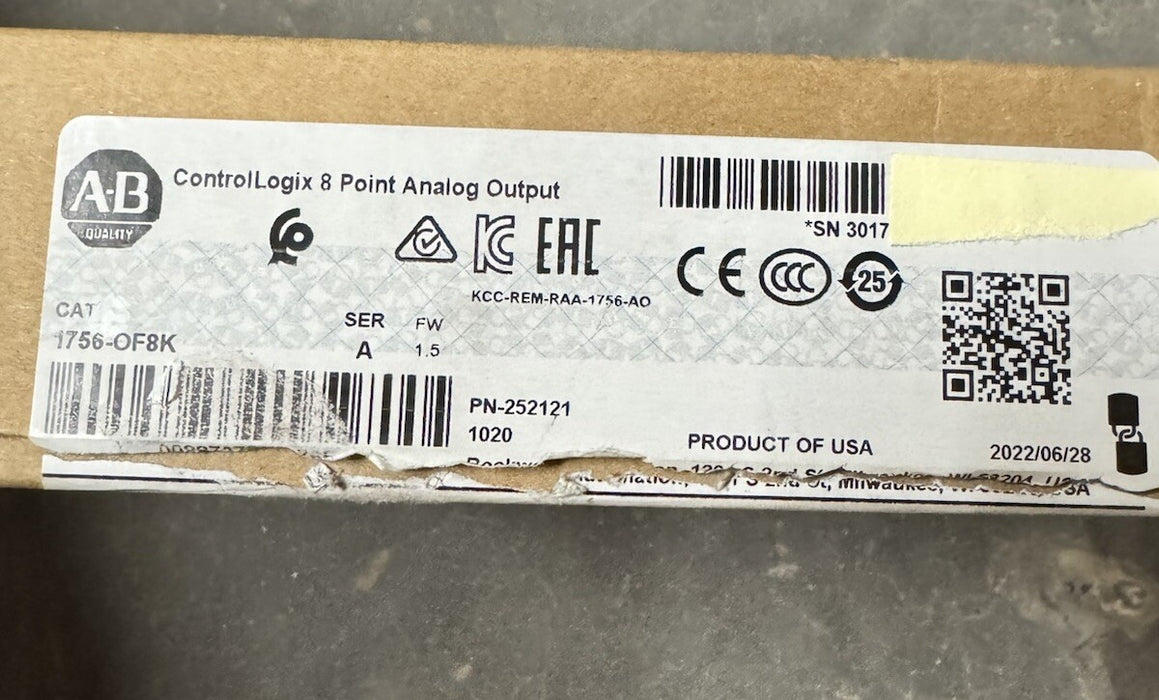 1756-OF8K NUEVO ALLEN BRADLEY Controllogix 8PT SALIDA ANALÓGICA 2022 1756-0F8K