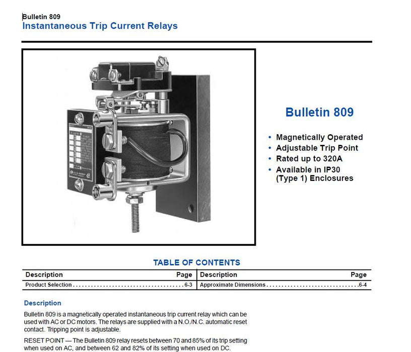 NUEVO SELLADO ALLEN BRADLEY 809-A05E 809-AO5E Relé de corriente de disparo instantáneo CANT.
