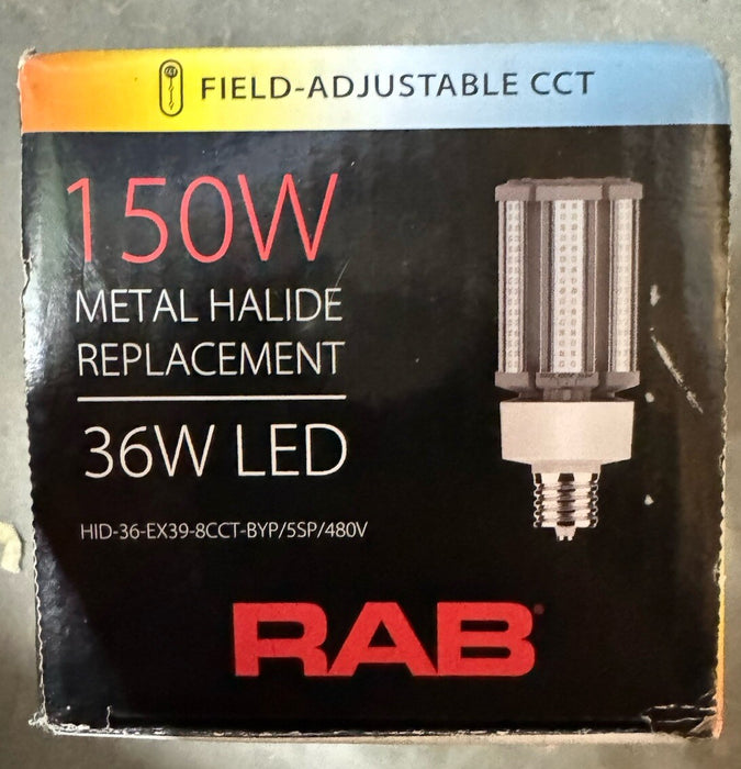 RAB CORN COBB LED BALLAST BYPASS LAMP 36W REPLACES 150W HALIDE/SODIUM 277-480V