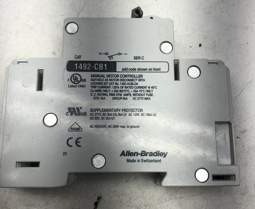 LOTE DE 6 CONTROLADORES DE MOTOR MANUAL ALLEN BRADLEY 1491-CB1 DE 2 HP Y 10 A G 100
