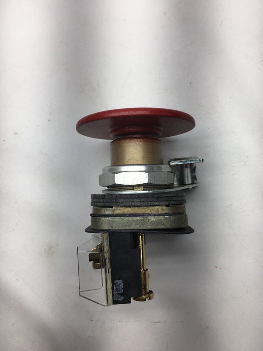 Botón pulsador Allen Bradley 800T-D6LQD2 con cabeza de hongo jumbo, 1 NC, pestaña de bloqueo roja