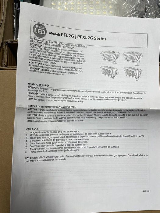 MODELO PFL2G NUEVO 480V ATLAS LED ÓPTICO PROYECTOR DE MONTAJE EN MUÑÓN