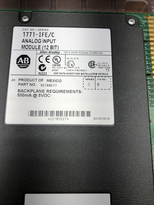Nuevo PLC-5 analógico 1771-IFE Allen Bradley 2012 SER C