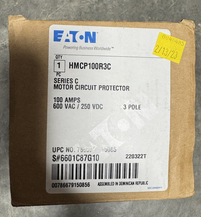 HMCP100R3C BARU Pelindung Litar Motor Eaton 3 Kutub 100 Amp 600V Baharu Dalam Kotak NIB