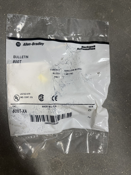 QTY 1 ALLEN BRADLEY ALLEN BRADLEY 800T-XA TERSELES BARU BLOK 1 NC 1 NO