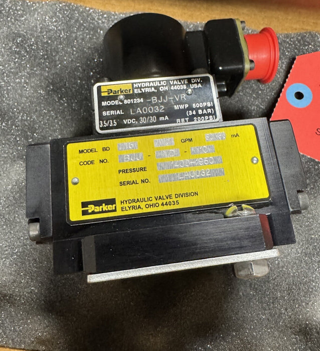 BD15BJJVD10 PARKER TWO STAGE SERVO VALVE 801234-BJJ-VR 10GPM 30/30ma BD15 3.5VDC