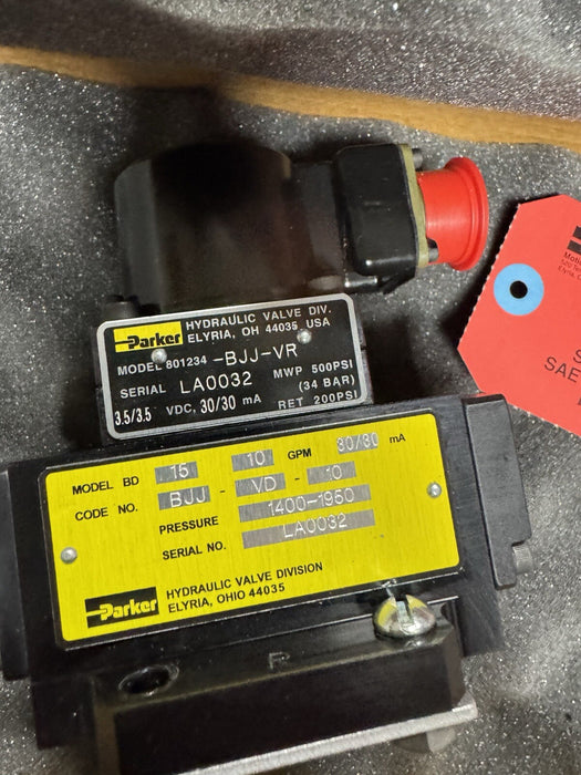 BD15BJJVD10 PARKER TWO STAGE SERVO VALVE 801234-BJJ-VR 10GPM 30/30ma BD15 3.5VDC
