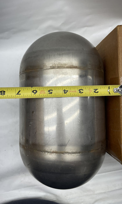 NUEVO FLOTADOR DE ACERO INOXIDABLE DE FORMA OVALADA DE 12" X 7" CON ORIFICIO PARA VARILLA DE 1/2"