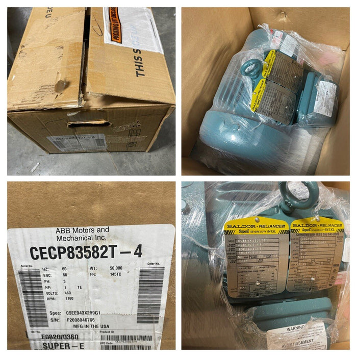 CECP83582T-4 MOTOR ABB BALDOR SUPER-E 1HP 3PH 145TC 460 VCA C-FACE 841XL