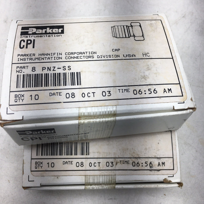 NUEVA CAJA DE 10 PIEZAS PARKER CPI 8 PNZ-SS 1/2" TAPA/TAPÓN 8-PNZ-SS SELLADO