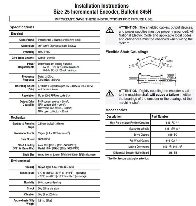 NUEVO CODIFICADOR ÓPTICO ALLEN-BRADLEY 845H 845H-SJDZ24CNY1C