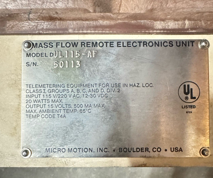 UNIDAD ELECTRÓNICA REMOTA DE FLUJO MÁSICO MICRO MOTION UL115-AF