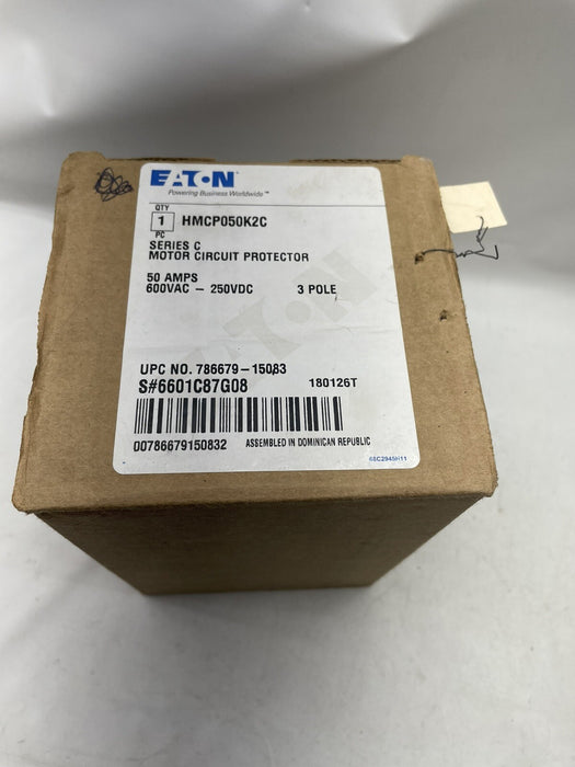 HMCP050K2C BARU Pelindung Litar Motor Eaton 3 Kutub 50 Amp 600V Baharu Dalam Kotak NIB