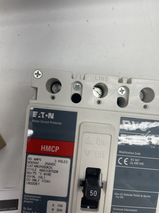 HMCP050K2C BARU Pelindung Litar Motor Eaton 3 Kutub 50 Amp 600V Baharu Dalam Kotak NIB