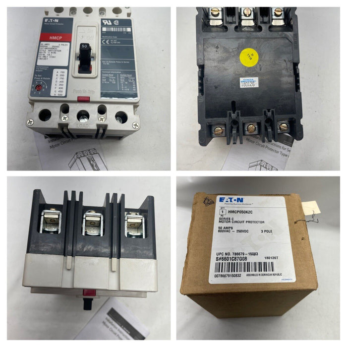 HMCP050K2C BARU Pelindung Litar Motor Eaton 3 Kutub 50 Amp 600V Baharu Dalam Kotak NIB