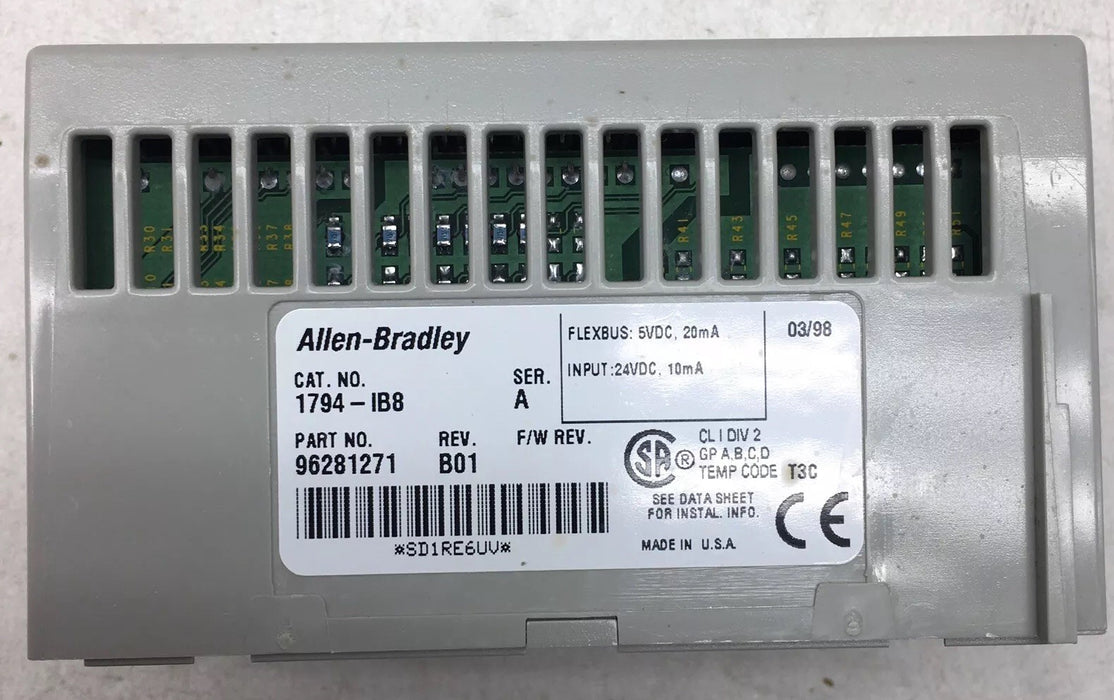 ALLEN BRADLEY FLEX I/O 1794-IB8 SER UN MÓDULO DE ENTRADA DE DISIPADOR DE 24 VCC