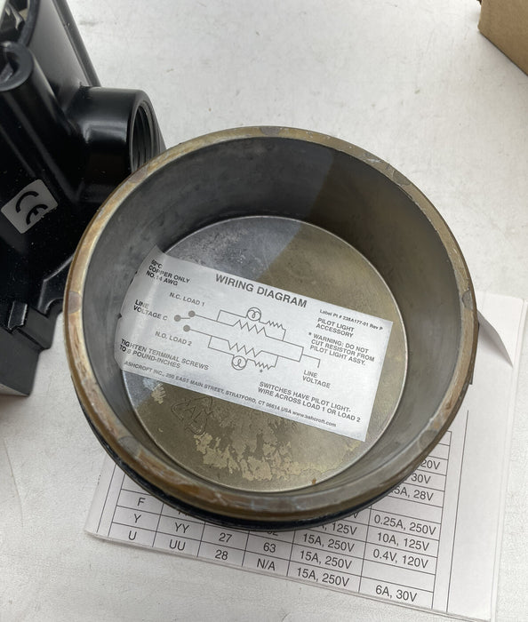 NUEVO INTERRUPTOR DE PRESIÓN ASHCROFT B720S XK307 B720SXK307 RANGO 15 PSI 15 A 36 SST