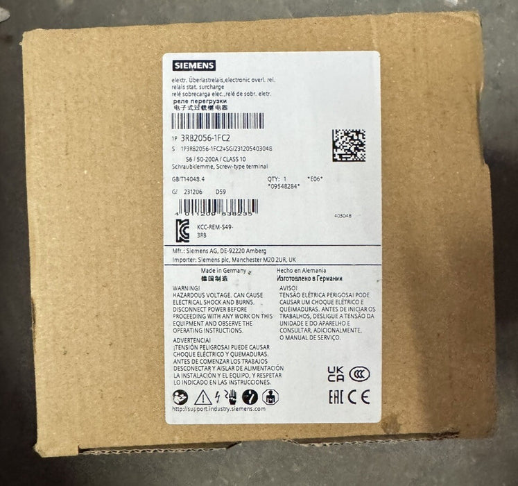 RELÉ DE SOBRECARGA AJUSTABLE SIEMENS 3RB2056-1FC0 NUEVO SELLADO 50-200A
