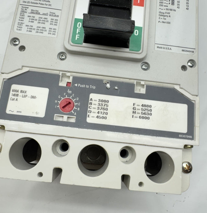 NEW ALLEN BRADLEY MCB 140M-L8P-D60  140ML8PD60 600A BREAKER SOME SHELF WEAR 140M
