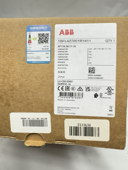 ASEA MARRON BOVERI AF116-30-11-14 / AF116301114 ABB 1SFL427001R1411 CONTACTOR