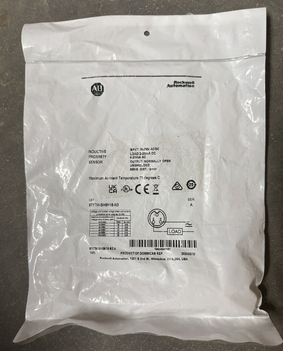 871TM-BH8N18-N3 Kilang Baharu Dimeterai Allen Bradley Sensor Jarak