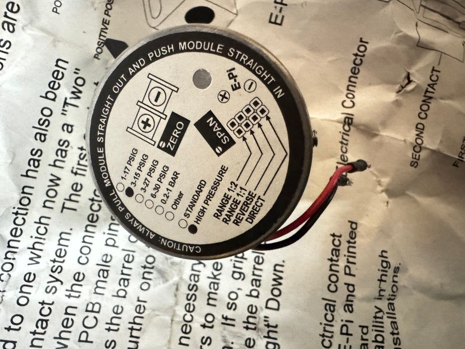 BRANDT STD5000 / STD6000 E-Pi REPLACEMENT CURRENT TO PRESSURE TRANSDUCER