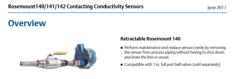 140-56 NEW ROSEMOUNT retractable contacting conductivity Sensor MODEL 140