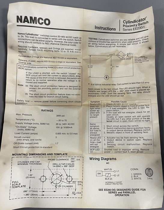 NEW EE230-30820 CYLINDERCATOR NORM OPEN 20-140 VAC/DC 3 PIN  REPLACS EE220-30820