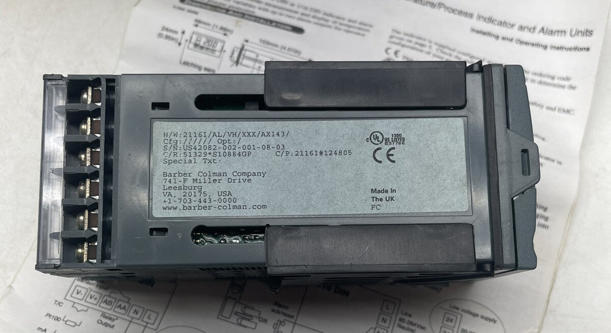 NEW BARBER COLMAN 2116I/AL/VH/XXX/AX143 INVENSYS EUROTHERM TEMPERATURE CONTROL