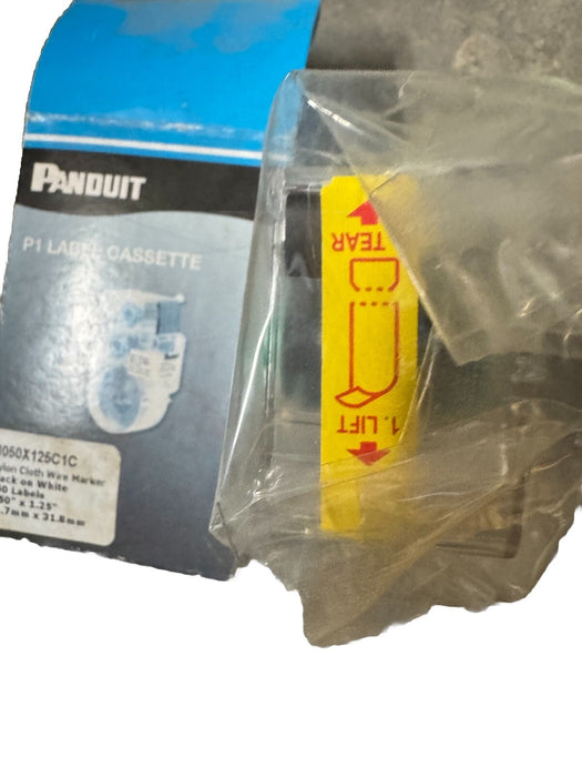 N050X125C1C PANDUIT P1 LABEL CASSETTE .5"X1.25"BLACK ON WHITE NYLON CLOTH