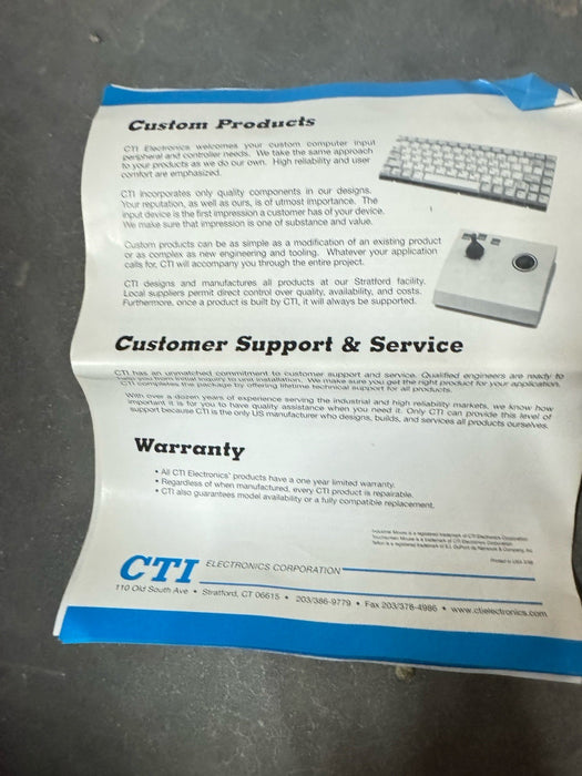 CTI ELECTRONICS INDUSTRIAL MOUSE / JOYSTICK H80P9-3B H80XX