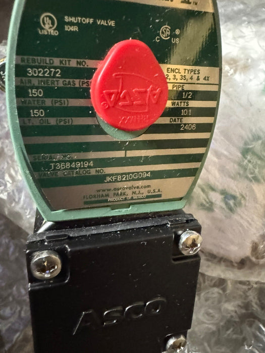NEW JKF8210G094 ASCO REDHAT 120VAC 1/2" Air  SOLENOID VALVE NORM CLOSED 8210G094