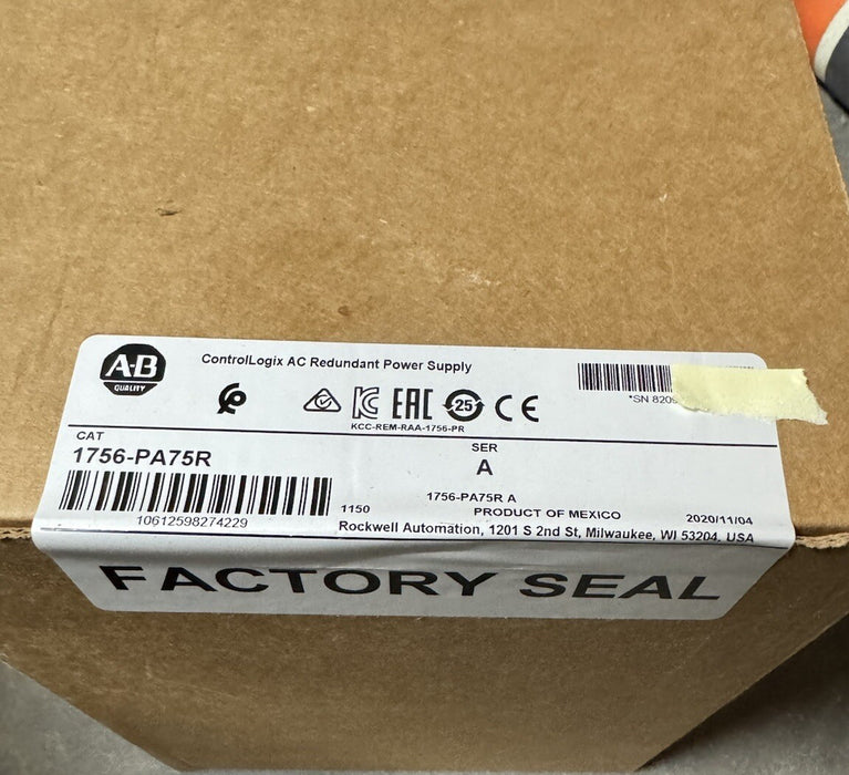 1756-PA75R NEW 2020 ALLEN BRADLEY CONTROLLOGIX PLC REDUNDANT POWER SUPPLY SEALED