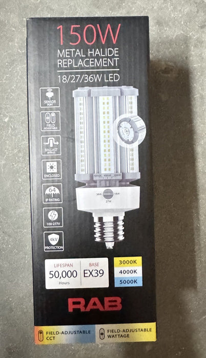 RAB CORN COBB LED BALLAST BYPASS LAMP 18/27/36W RPL  150W HALIDE SODIUM 100-277V