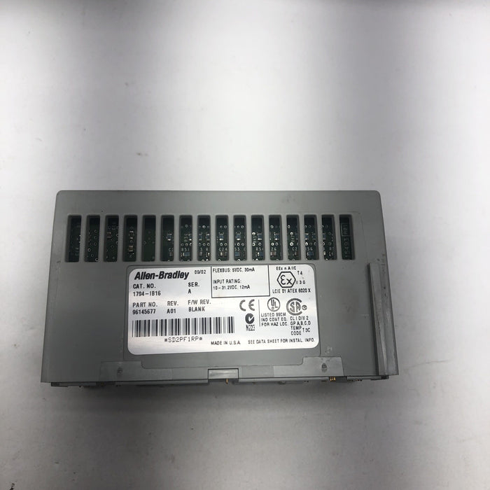 ALLEN BRADLEY 1794-IB16 24VDC SINK INPUT MODULE AND 1794 TB3 TERMINAL BASE