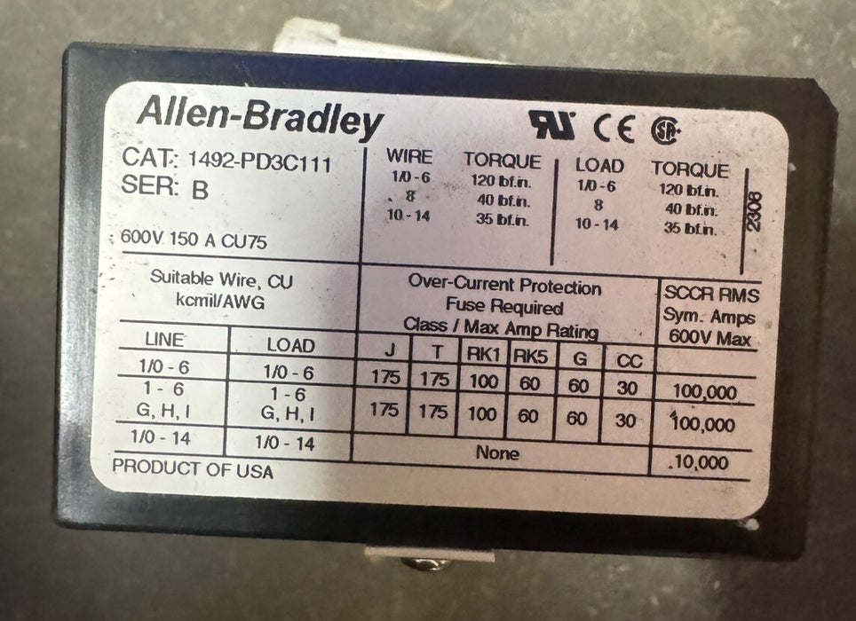 ALLEN BRADLEY 1492-PD3C111 SERIES B, POWER TERMINAL BLOCK NEW