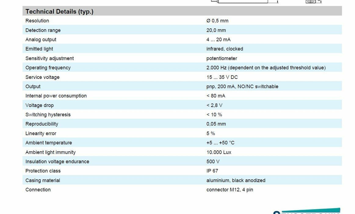 SENSOTRONIK OGU 050/20 IP3K-IBS OGU050/20-IP3K-IBS FORK LIGHT BARRIER