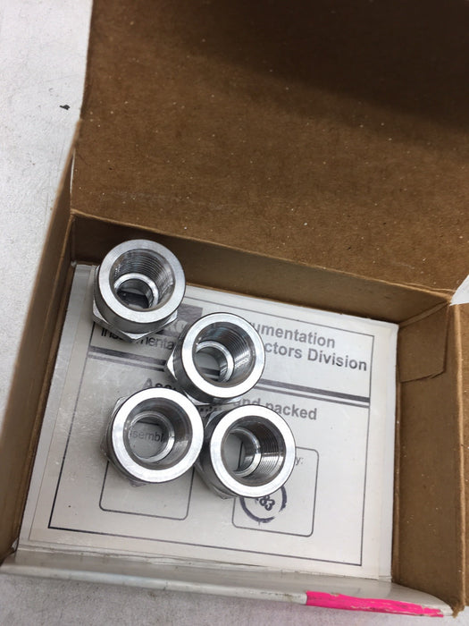 4 NEW 4-2 FHC-SS PARKER INSTRUMENTATION PIPE FEMALE HEX COUPLING STAINLESS STEEL
