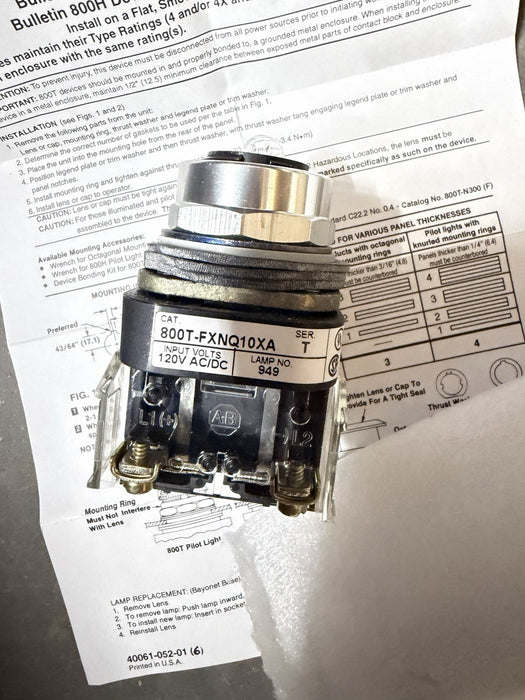 Allen Bradley Illuminated Push Button 800T-FXNQ10XA 800TFXNQ10XA NEW