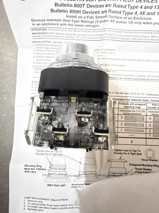 Allen Bradley Illuminated Push Button 800T-FXNQ10XA 800TFXNQ10XA NEW