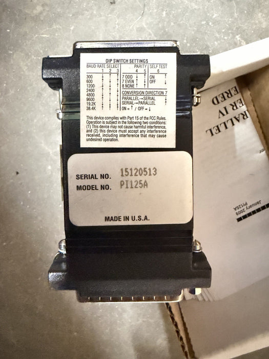 Black Box PI125A-R2 RS-232 to Parallel Converter DB25 to DB25, Interface-Powered