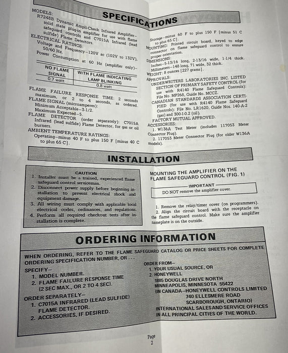 NEW HONEYWELL 1028 INFRA RED AMPLIFIER R4140 SEQ OR R4138C/D R4075C/D/E
