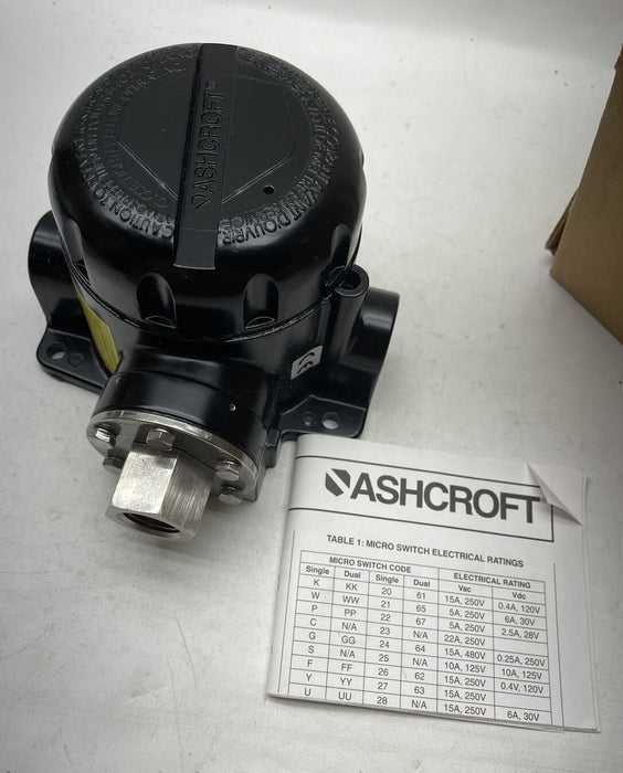 NEW ASHCROFT B720S XK307 PRESSURE SWITCH B720SXK307 RANGE 15PSI 15A  36 SST