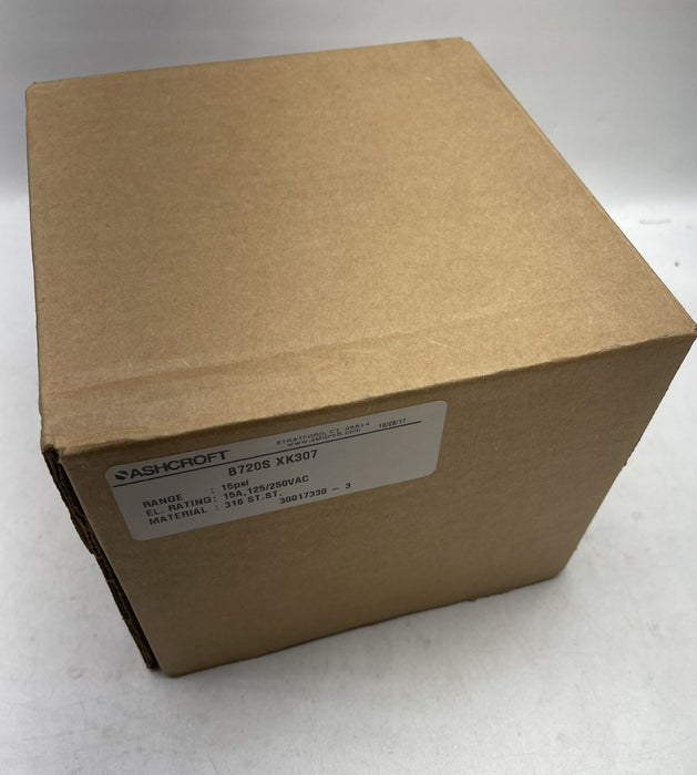 NEW ASHCROFT B720S XK307 PRESSURE SWITCH B720SXK307 RANGE 15PSI 15A  36 SST