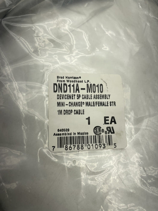 DND11A BRAD HARRISON WOODHEAD DND11A-M010 DEVICENET 5P CABLE MINI-CHANGE 1 METER