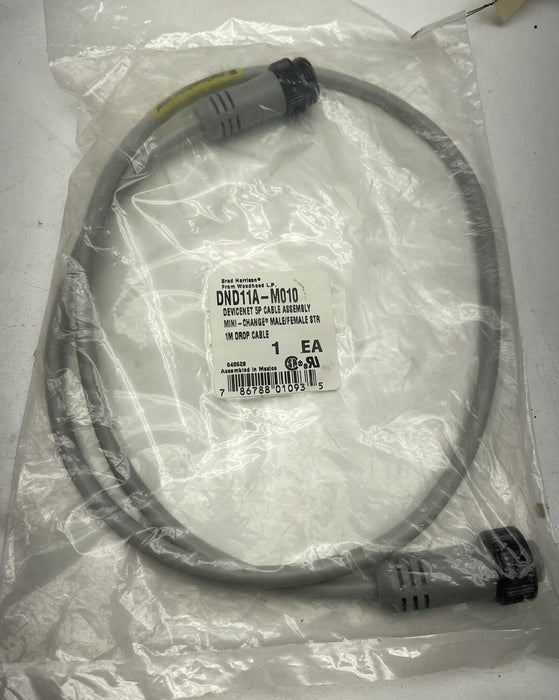 DND11A BRAD HARRISON WOODHEAD DND11A-M010 DEVICENET 5P CABLE MINI-CHANGE 1 METER