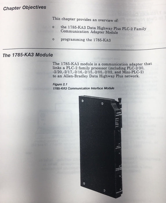 NEW 1785-KA3 DH PLUS PLC-2 COMM ADAPTER MODULE DH+ PLC-2 INTFC SERIES A REV D